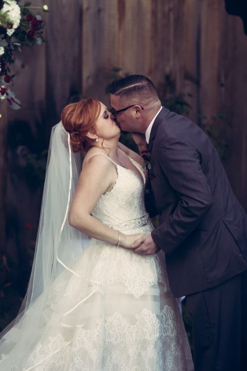 First kiss. New england wedding ceremony.  wedding photography.