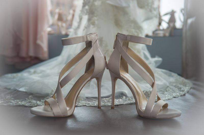 Pink bridal wedding shoes at the W hotel in boston, new england wedding photographer china town